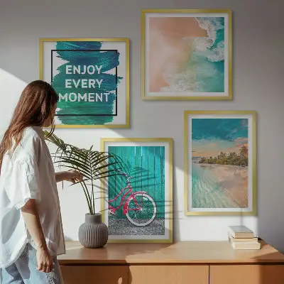 Set posters met lijst Zeeboot fiets inspiratie