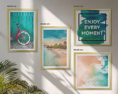 Set posters met lijst Zeeboot fiets inspiratie