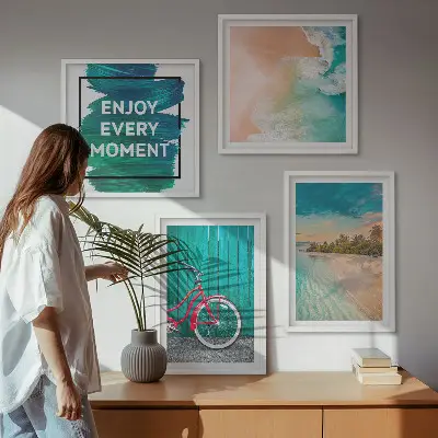 Set posters met lijst Zeeboot fiets inspiratie