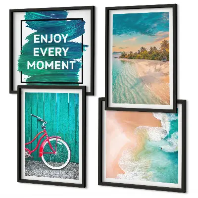 Set posters met lijst Zeeboot fiets inspiratie