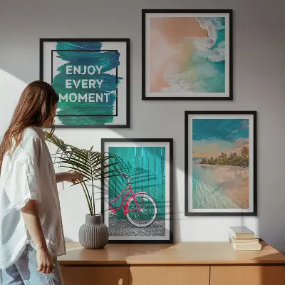 Set posters met lijst Zeeboot fiets inspiratie