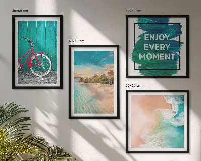 Set posters met lijst Zeeboot fiets inspiratie