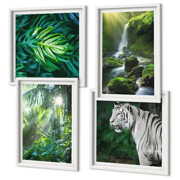 Jungle Witte Tijger Waterval poster set met lijst