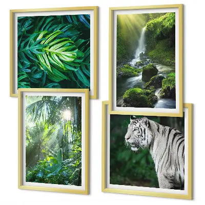 Jungle Witte Tijger Waterval poster set met lijst