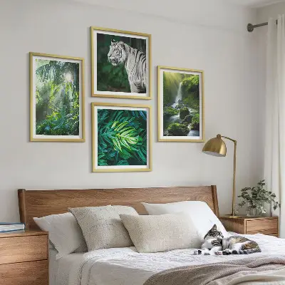 Jungle Witte Tijger Waterval poster set met lijst