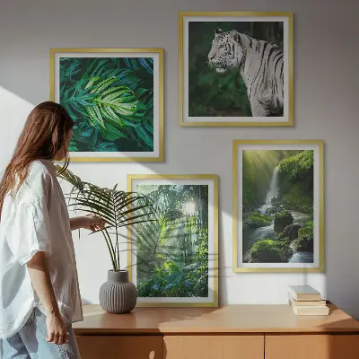 Jungle Witte Tijger Waterval poster set met lijst