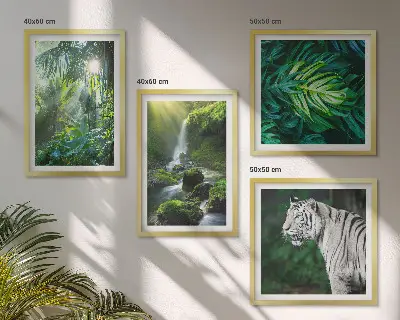 Jungle Witte Tijger Waterval poster set met lijst