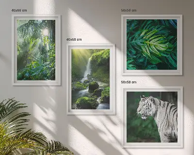 Jungle Witte Tijger Waterval poster set met lijst