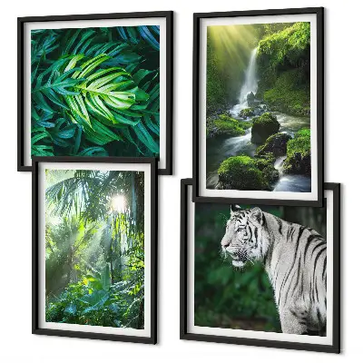 Jungle Witte Tijger Waterval poster set met lijst