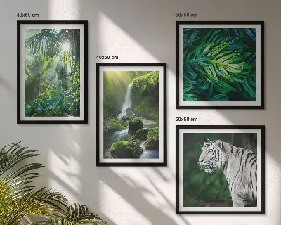 Jungle Witte Tijger Waterval poster set met lijst