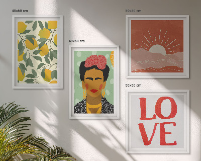 Set van posters met lijst Citroenen inscriptie liefde landschap Frida