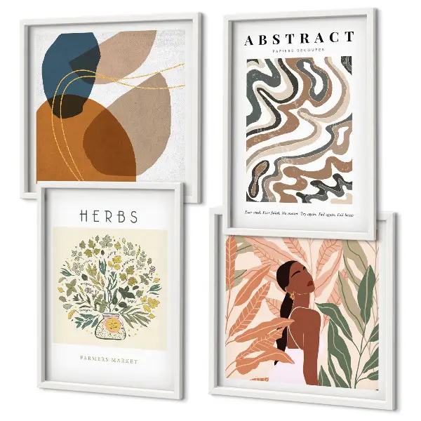 Boho-esthetiek pastelposters set van meerdere delen in lijst
