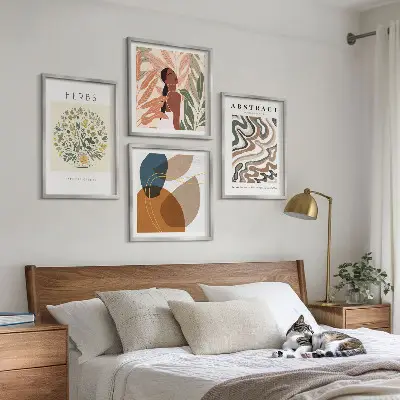 Boho-esthetiek pastelposters set van meerdere delen in lijst