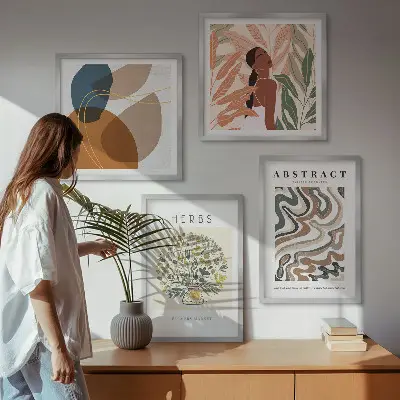 Boho-esthetiek pastelposters set van meerdere delen in lijst