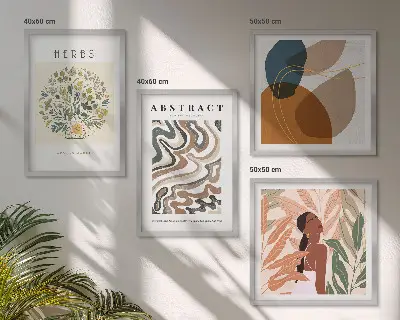 Boho-esthetiek pastelposters set van meerdere delen in lijst