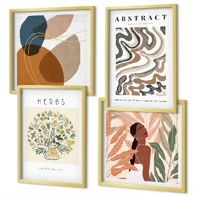 Boho-esthetiek pastelposters set van meerdere delen in lijst