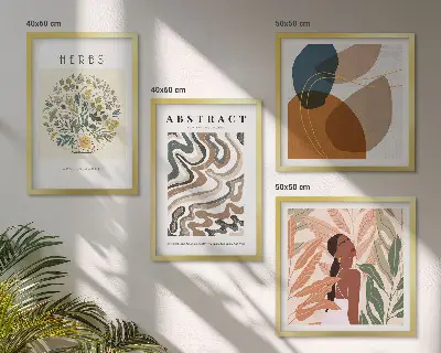 Boho-esthetiek pastelposters set van meerdere delen in lijst