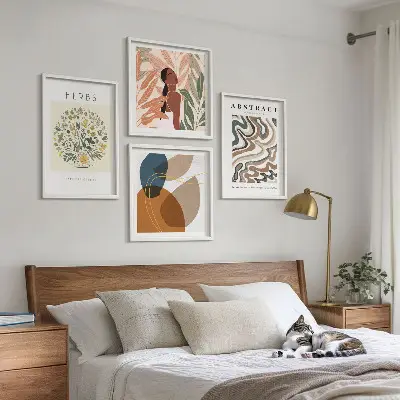 Boho-esthetiek pastelposters set van meerdere delen in lijst
