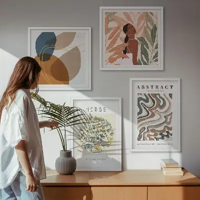 Boho-esthetiek pastelposters set van meerdere delen in lijst