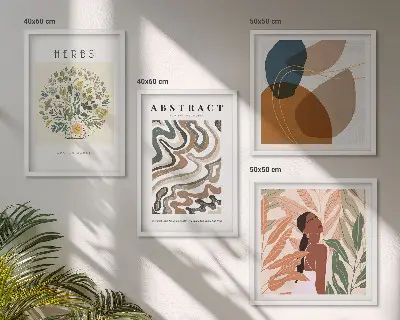 Boho-esthetiek pastelposters set van meerdere delen in lijst