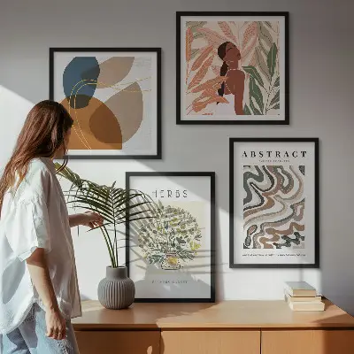 Boho-esthetiek pastelposters set van meerdere delen in lijst