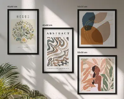 Boho-esthetiek pastelposters set van meerdere delen in lijst