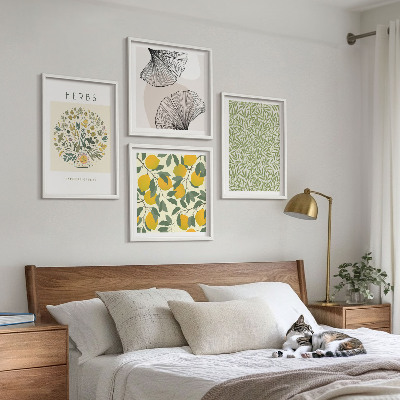 Set van posters met lijst Citroen, kruiden en bladeren
