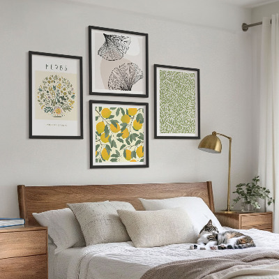 Set van posters met lijst Citroen, kruiden en bladeren