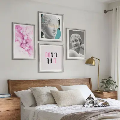 Abstracte aquarel sculptuur in een meerluik met lijst