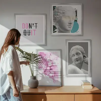 Abstracte aquarel sculptuur in een meerluik met lijst