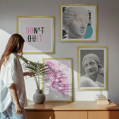 Abstracte aquarel sculptuur in een meerluik met lijst