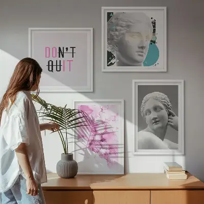 Abstracte aquarel sculptuur in een meerluik met lijst