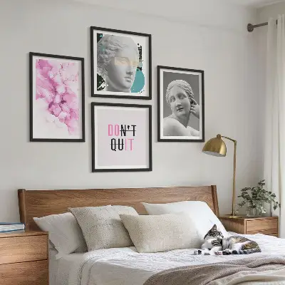 Abstracte aquarel sculptuur in een meerluik met lijst