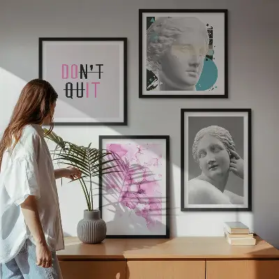 Abstracte aquarel sculptuur in een meerluik met lijst