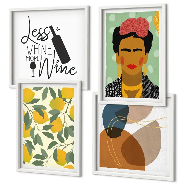 Citroenenwijn portret van Frida set van posters met lijst