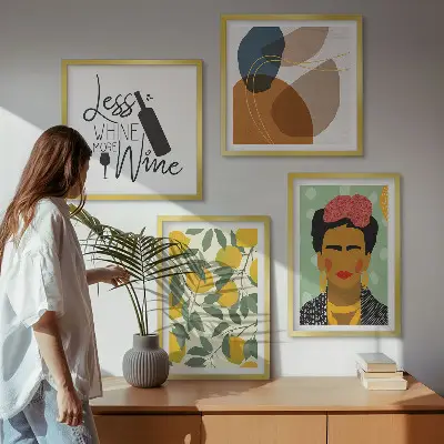 Citroenenwijn portret van Frida set van posters met lijst