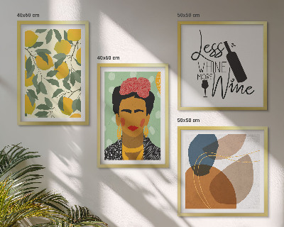 Set van posters met lijst Citroenenwijn portret van Frida