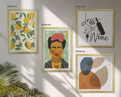 Citroenenwijn portret van Frida set van posters met lijst