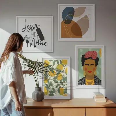 Citroenenwijn portret van Frida set van posters met lijst