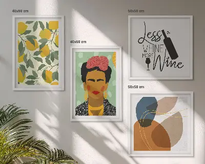 Citroenenwijn portret van Frida set van posters met lijst