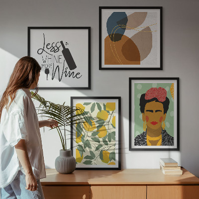 Set van posters met lijst Citroenenwijn portret van Frida