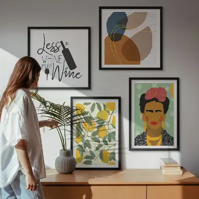 Citroenenwijn portret van Frida set van posters met lijst