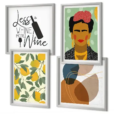 Citroenenwijn portret van Frida set van posters met lijst