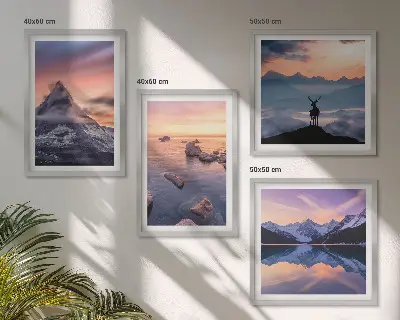 Landschappen met bergen en meren meerluik in lijst