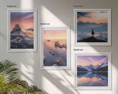 Landschappen met bergen en meren meerluik in lijst