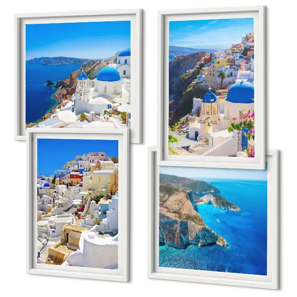 Architectonisch landschap Oia Santorini Griekenland meerluik in lijst
