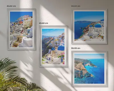 Architectonisch landschap Oia Santorini Griekenland meerluik in lijst