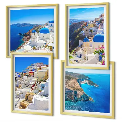 Architectonisch landschap Oia Santorini Griekenland meerluik in lijst