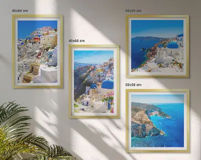 Architectonisch landschap Oia Santorini Griekenland meerluik in lijst