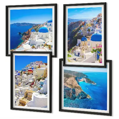 Architectonisch landschap Oia Santorini Griekenland meerluik in lijst